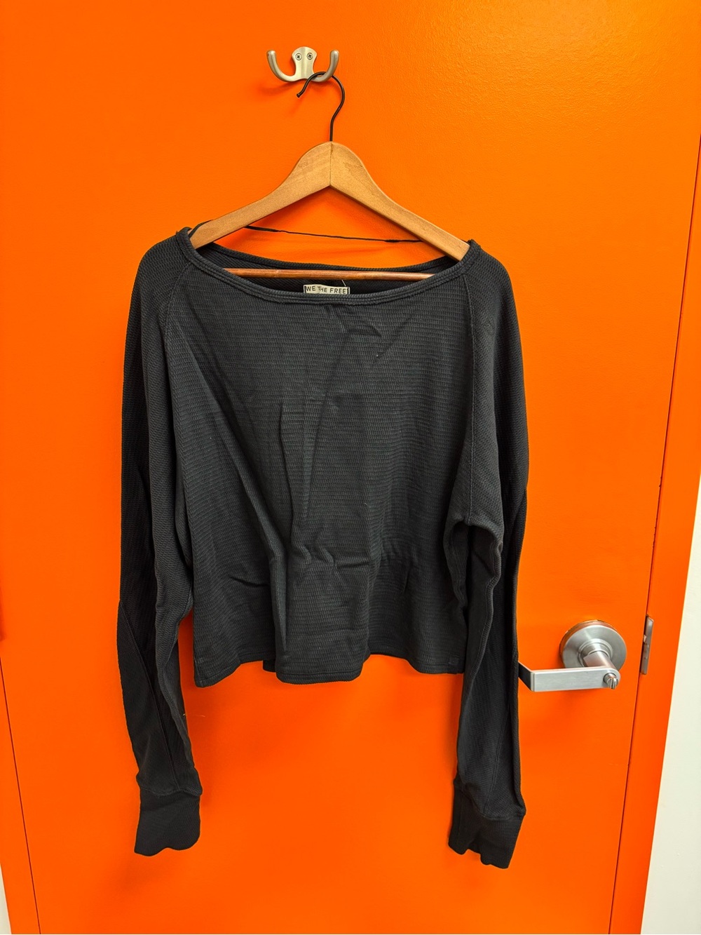 We The Free Charcoal Long-Sleeve Waffle Knit Top